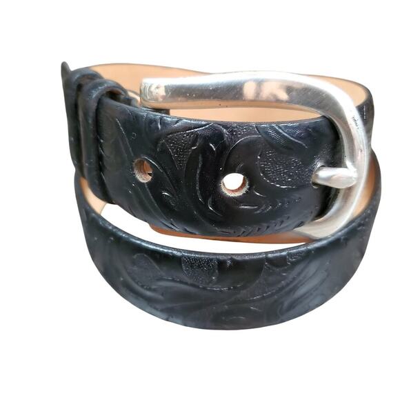 Annabella Genuine Leather Black Belt Size Medium Minimalist Classic Preppy - Picture 1 of 7
